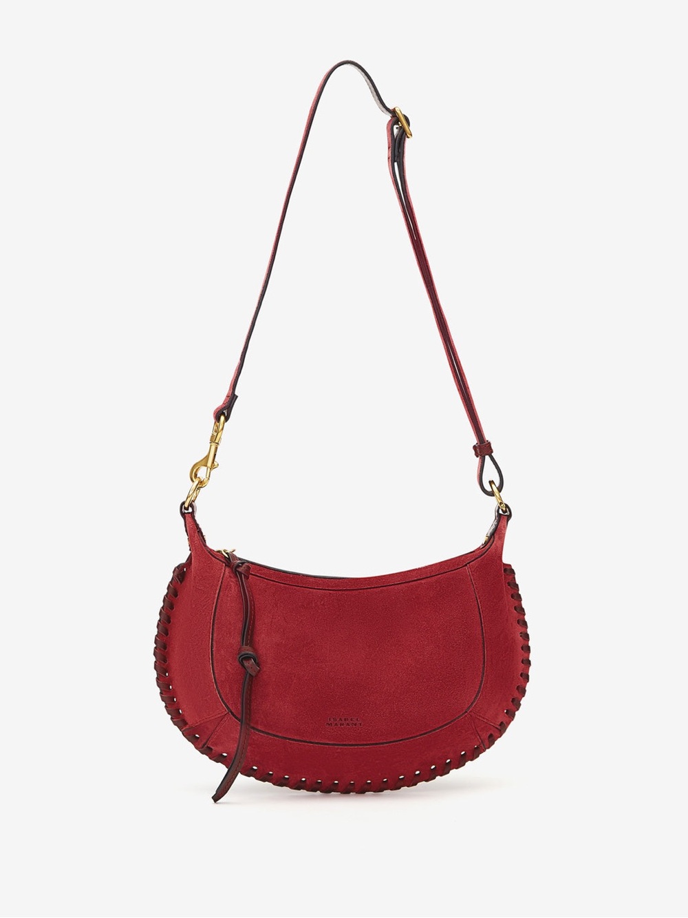 Isabel Marant: Red Suede Crescent Shoulder Bag